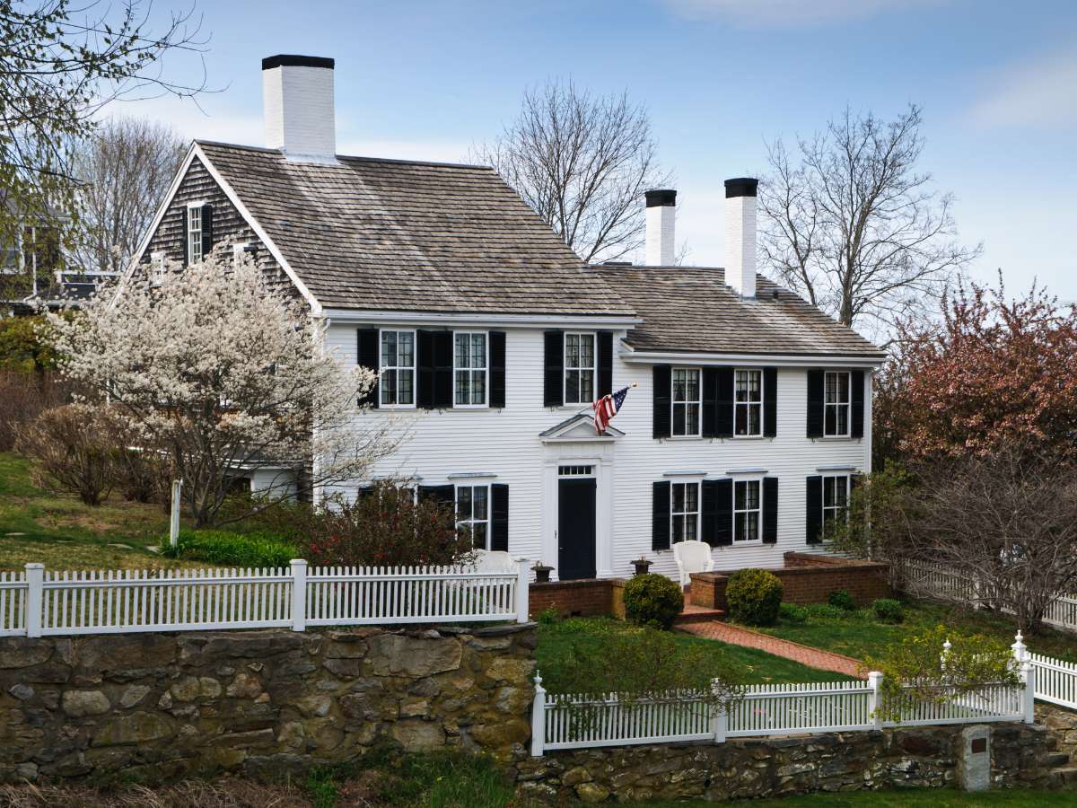 Colonial Home with Black Shutters